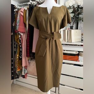 Milly Olive Green Belted Dress